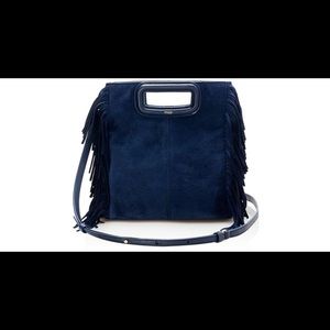 Large NAVY Maje M Bag / Purse w Fringe. NO STRAP.